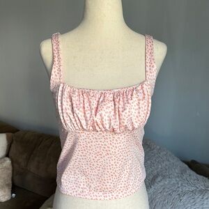 Forever 21 Pink Dot Ruched Square-Neck Camisole